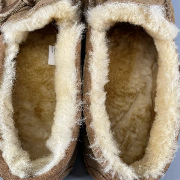 LL Bean Mens Size 13 Slip On Brown Suede Wicked Shearling Lined Moccasin Slipper - Picture 8 of 9